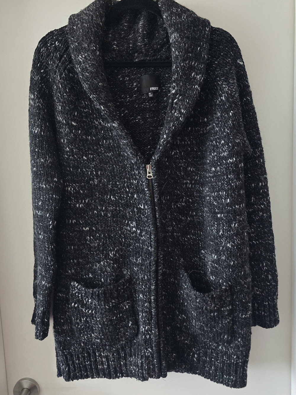 Wilfred Free Black Marled Zip Cardigan Sweater
